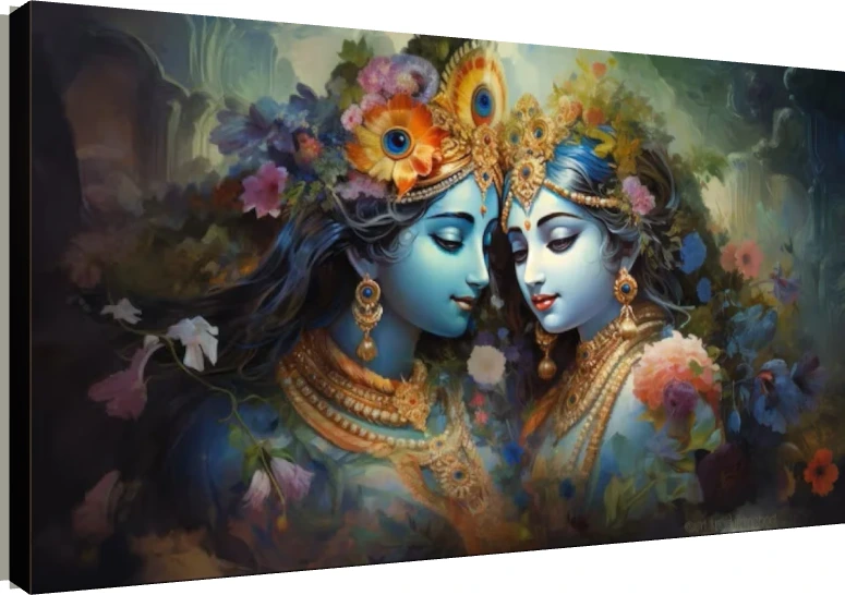 Ethereal Floral Radha Krishna Print wall art print | PrintPosters.in